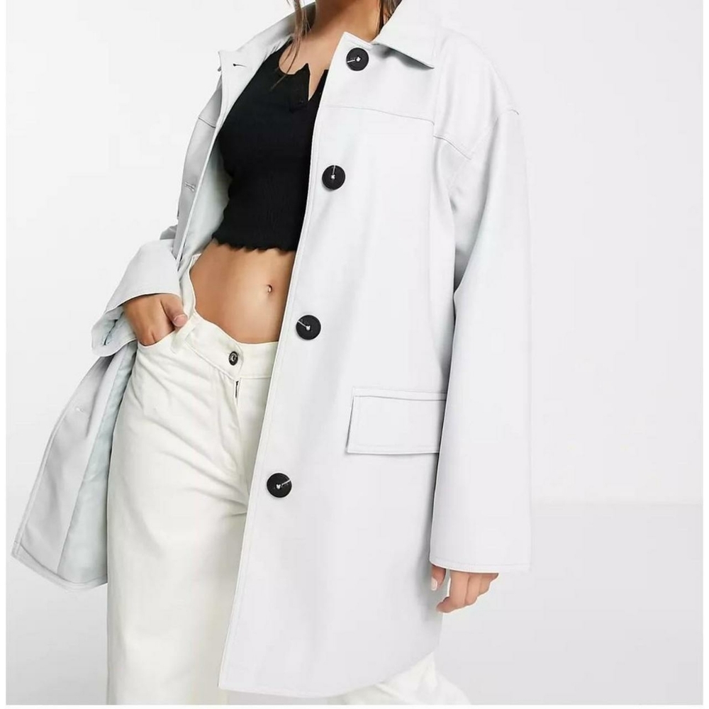 ASOS Blue Faux Leather Shacket